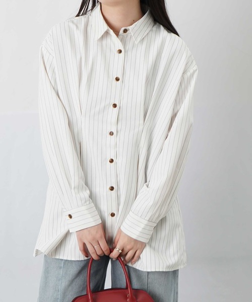 LUCA/LADY LUCK LUCA(ルカ/レディラックルカ)の「LC/LLL ウエストタックストライプチュニック(シャツ/ブラウス・レディース・オフホワイト/ボルドー・FREE)」の13枚目の写真