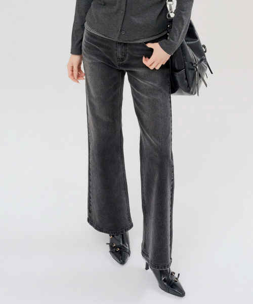 CHASECULT(チェイスカルト)の「レディース ブラック ウォッシュド ウエスト内蔵ゴム bootカット デニム-FERG2361B03(デニムパンツ・レディース・ブラック・74/76/70/67)」の3枚目の写真