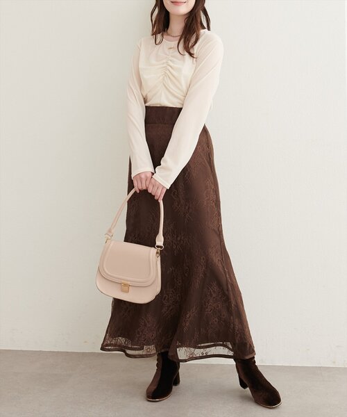 natural couture（ナチュラルクチュール）の「シアーベロアギャザーロンT（Tシャツ/カットソー・レディース・ブラック系その他/オフホワイト/ドット/ブラウン/その他1/ダークブラウン/ブラック/アイボリー/ボルドー/レッド系その他・FREE）」の22枚目の写真