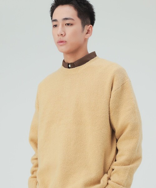 BEAMS HEART(ビームスハート)の「起毛 スラブ ニット(ニット/セーター・メンズ・ベージュ/ブラウン・LARGE/MEDIUM/SMALL)」の1枚目の写真