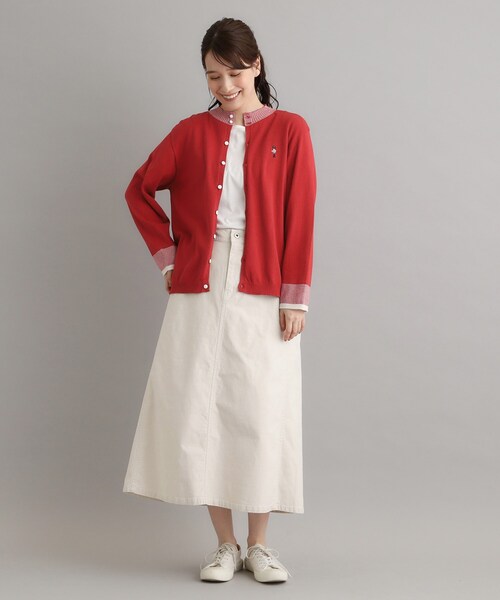 LAURA ASHLEY（ローラアシュレイ）の「【日本製/ワンマイルウエア】コットン ソルジャー刺繍カーディガン（カーディガン/ボレロ・レディース・ワインレッド/グレー・38）」の13枚目の写真