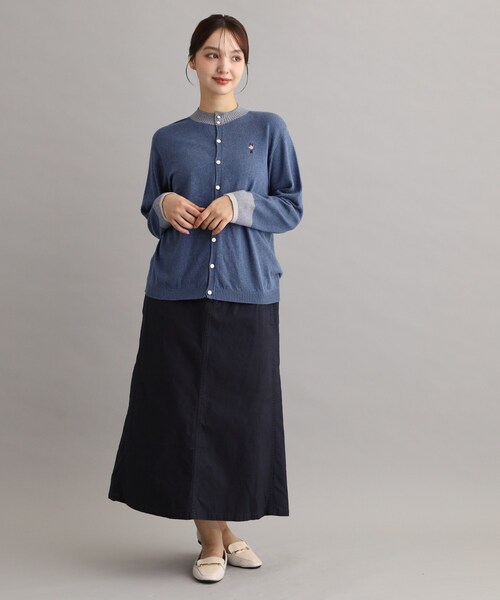 LAURA ASHLEY（ローラアシュレイ）の「【日本製/ワンマイルウエア】コットン ソルジャー刺繍カーディガン（カーディガン/ボレロ・レディース・ワインレッド/グレー・38）」の4枚目の写真