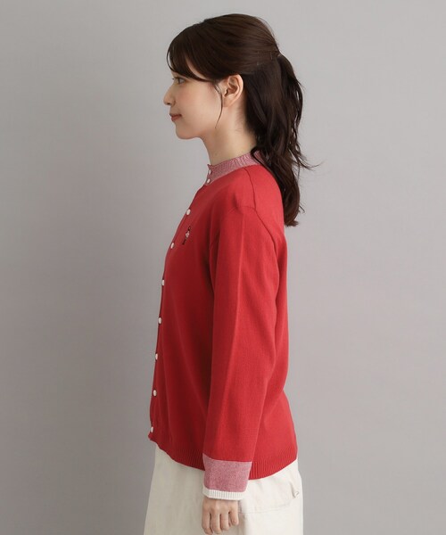 LAURA ASHLEY（ローラアシュレイ）の「【日本製/ワンマイルウエア】コットン ソルジャー刺繍カーディガン（カーディガン/ボレロ・レディース・ワインレッド/グレー・38）」の8枚目の写真