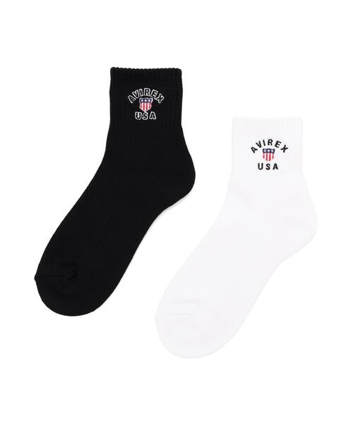 AVIREX(アヴィレックス)の「《直営店限定》SIGNATURE LOGO SOCKS(ソックス/靴下・レディース・ホワイト・F)」の1枚目の写真