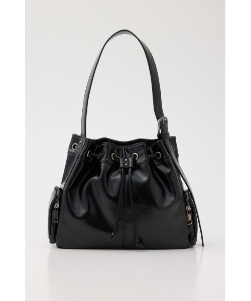 LAGUA GEM(ラグアジェム)の「DRAWSTRING FAUX LEATHER バッグ(ショルダーバッグ・レディース・バーガンディー/ブラック・FREE)」の1枚目の写真