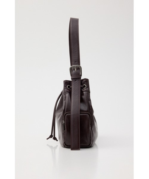 LAGUA GEM(ラグアジェム)の「DRAWSTRING FAUX LEATHER バッグ(ショルダーバッグ・レディース・バーガンディー/ブラック・FREE)」の9枚目の写真
