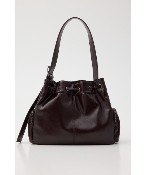 LAGUA GEM(ラグアジェム)の「DRAWSTRING FAUX LEATHER バッグ(ショルダーバッグ・レディース・バーガンディー/ブラック・FREE)」の10枚目の写真