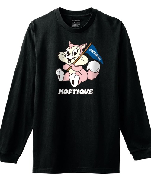 Moftique(モフティック)の「Moftique(モフティック) 長袖Tシャツ レディース アニマル 猫 キャット イラスト ロゴ プリント Tシャツ 長袖 ロンT ロングTシャツ カットソー トップス ユニセックス(Tシャツ/カットソー・レディース・ブラック系1/ブラック系2/ホワイト系1/ホワイト系2・XS/S)」の4枚目の写真