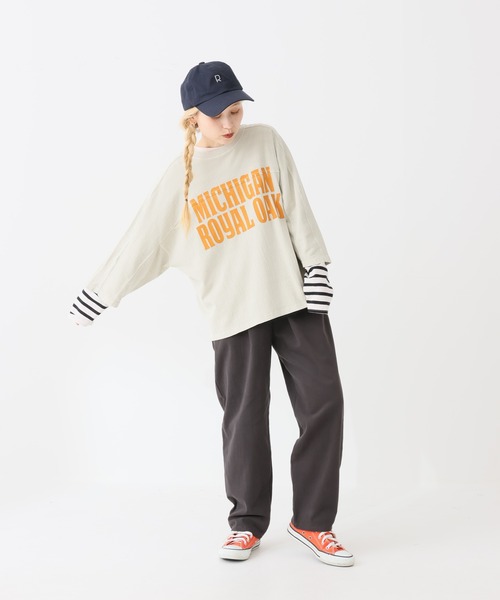 HEART MARKET（ハートマーケット）の「ポコポコ天竺ピグメントロゴ8分袖プルオーバー（Tシャツ/カットソー・レディース・レッド/グレー/ネイビー/チャコール・FREE）」の12枚目の写真