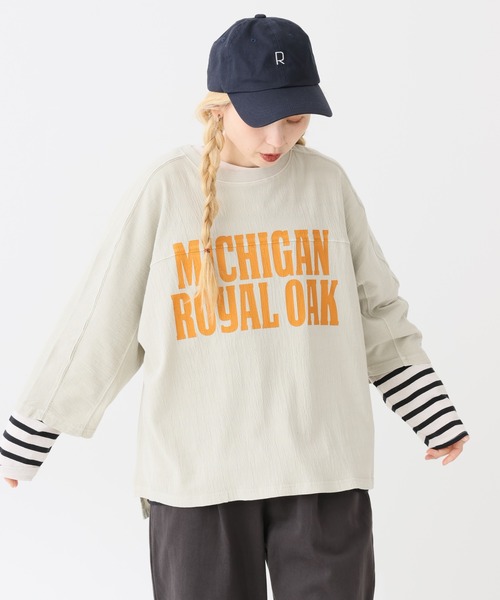 HEART MARKET（ハートマーケット）の「ポコポコ天竺ピグメントロゴ8分袖プルオーバー（Tシャツ/カットソー・レディース・レッド/グレー/ネイビー/チャコール・FREE）」の5枚目の写真