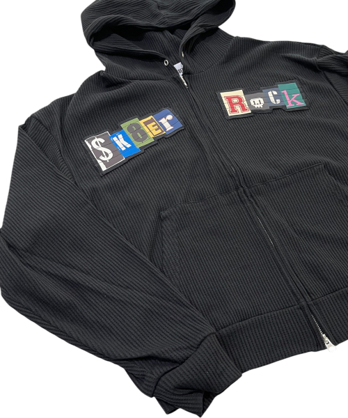 SK8ER ROCK（スケーターロック）の「コラージュロゴ ワッフルフードジップアップ（ブラック）（パーカー・レディース・その他・ONE SIZE）」の5枚目の写真