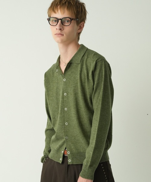 Adoon plain(アドーンプレーン)の「Snap Button Knit Polo Cardigan / スナップボタンニットポロカーディガン(カーディガン/ボレロ・メンズ・ブラウン/チャコールグレー/ブルー/アイボリー/カーキ/キャメル・MEDIUM/LARGE)」の4枚目の写真