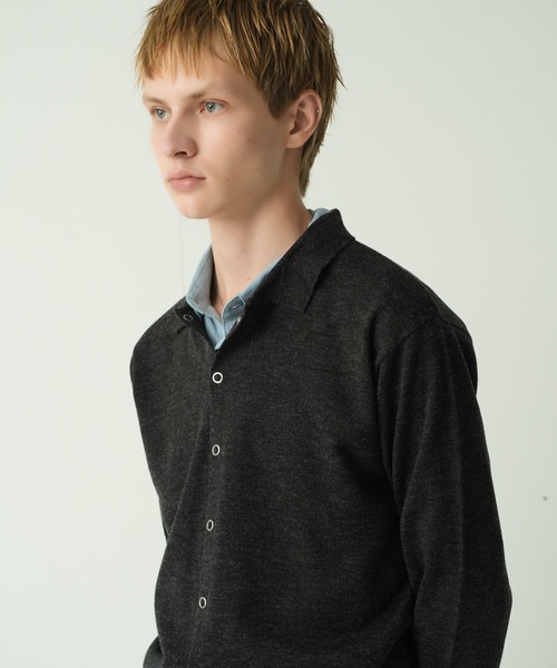 Adoon plain(アドーンプレーン)の「Snap Button Knit Polo Cardigan / スナップボタンニットポロカーディガン(カーディガン/ボレロ・メンズ・ブラウン/チャコールグレー/ブルー/アイボリー/カーキ/キャメル・MEDIUM/LARGE)」の12枚目の写真