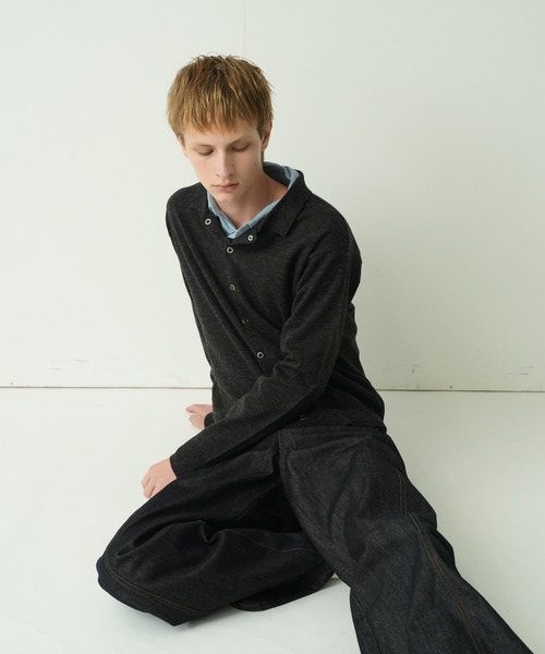 Adoon plain(アドーンプレーン)の「Snap Button Knit Polo Cardigan / スナップボタンニットポロカーディガン(カーディガン/ボレロ・メンズ・ブラウン/チャコールグレー/ブルー/アイボリー/カーキ/キャメル・MEDIUM/LARGE)」の13枚目の写真
