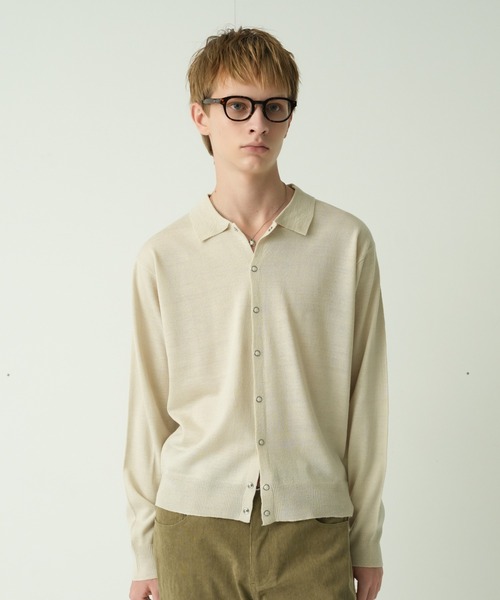 Adoon plain(アドーンプレーン)の「Snap Button Knit Polo Cardigan / スナップボタンニットポロカーディガン(カーディガン/ボレロ・メンズ・ブラウン/チャコールグレー/ブルー/アイボリー/カーキ/キャメル・MEDIUM/LARGE)」の15枚目の写真