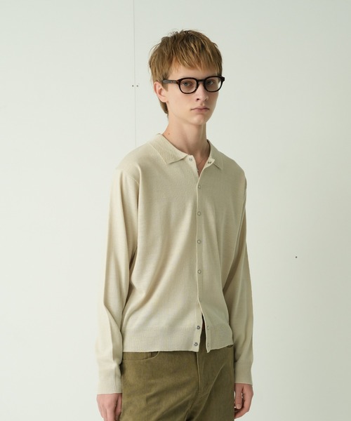 Adoon plain(アドーンプレーン)の「Snap Button Knit Polo Cardigan / スナップボタンニットポロカーディガン(カーディガン/ボレロ・メンズ・ブラウン/チャコールグレー/ブルー/アイボリー/カーキ/キャメル・MEDIUM/LARGE)」の16枚目の写真