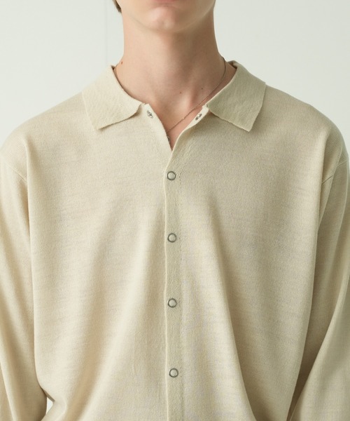 Adoon plain(アドーンプレーン)の「Snap Button Knit Polo Cardigan / スナップボタンニットポロカーディガン(カーディガン/ボレロ・メンズ・ブラウン/チャコールグレー/ブルー/アイボリー/カーキ/キャメル・MEDIUM/LARGE)」の17枚目の写真