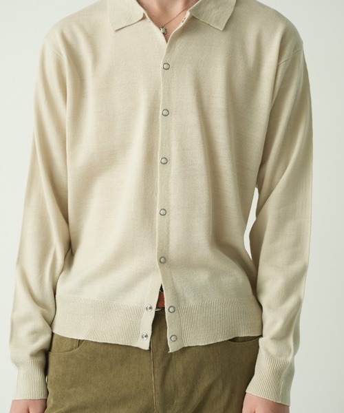 Adoon plain(アドーンプレーン)の「Snap Button Knit Polo Cardigan / スナップボタンニットポロカーディガン(カーディガン/ボレロ・メンズ・ブラウン/チャコールグレー/ブルー/アイボリー/カーキ/キャメル・MEDIUM/LARGE)」の18枚目の写真