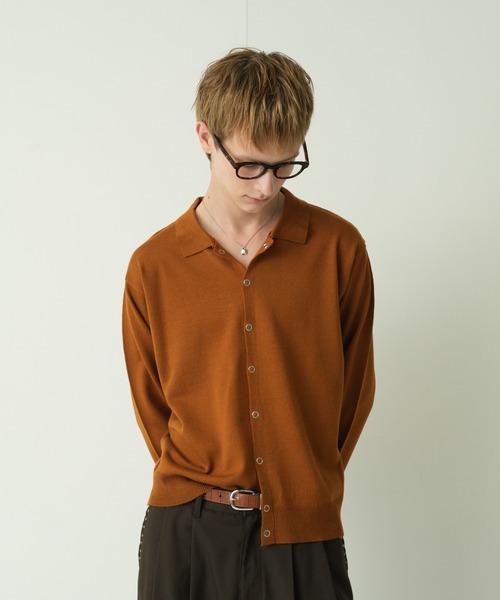 Adoon plain(アドーンプレーン)の「Snap Button Knit Polo Cardigan / スナップボタンニットポロカーディガン(カーディガン/ボレロ・メンズ・ブラウン/チャコールグレー/ブルー/アイボリー/カーキ/キャメル・MEDIUM/LARGE)」の21枚目の写真