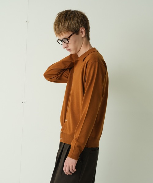 Adoon plain(アドーンプレーン)の「Snap Button Knit Polo Cardigan / スナップボタンニットポロカーディガン(カーディガン/ボレロ・メンズ・ブラウン/チャコールグレー/ブルー/アイボリー/カーキ/キャメル・MEDIUM/LARGE)」の22枚目の写真