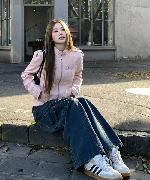 FAVORITO(ファヴォリート)の「ショートジップ付きジャケット(その他アウター・レディース・ピンク/ブラウン・M/L/S)」の13枚目の写真