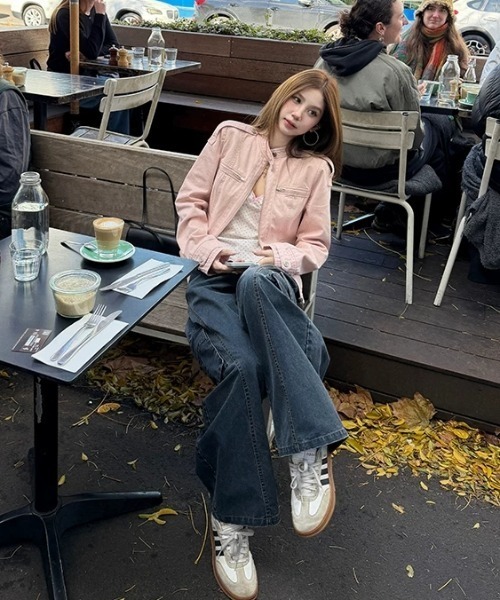 FAVORITO(ファヴォリート)の「ショートジップ付きジャケット(その他アウター・レディース・ピンク/ブラウン・M/L/S)」の14枚目の写真