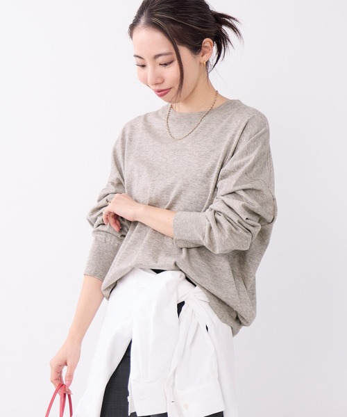 MICA&DEAL(マイカ&ディール)の「コットンヤクニットプルオーバー(ニット/セーター・レディース・ダークネイビー/ベージュ/グレー・FREE)」の1枚目の写真