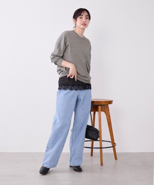 MICA&DEAL(マイカ&ディール)の「コットンヤクニットプルオーバー(ニット/セーター・レディース・ダークネイビー/ベージュ/グレー・FREE)」の6枚目の写真