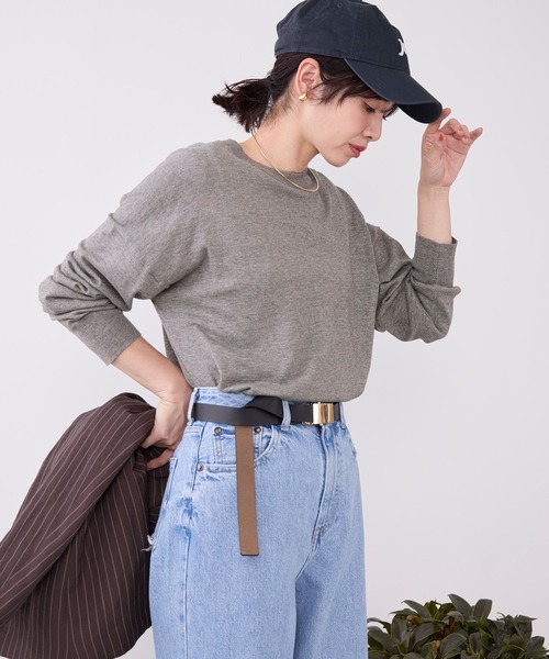 MICA&DEAL(マイカ&ディール)の「コットンヤクニットプルオーバー(ニット/セーター・レディース・ダークネイビー/ベージュ/グレー・FREE)」の9枚目の写真