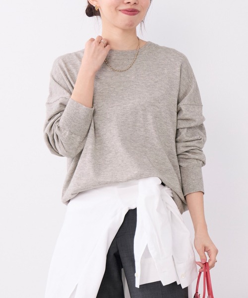 MICA&DEAL(マイカ&ディール)の「コットンヤクニットプルオーバー(ニット/セーター・レディース・ダークネイビー/ベージュ/グレー・FREE)」の14枚目の写真