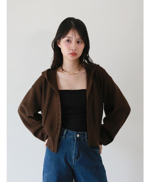 fifth(フィフス)の「ボリュームスリーブフードカーディガン(ニット/セーター・レディース・ブラウン/ブラック/アイボリー・M)」の22枚目の写真