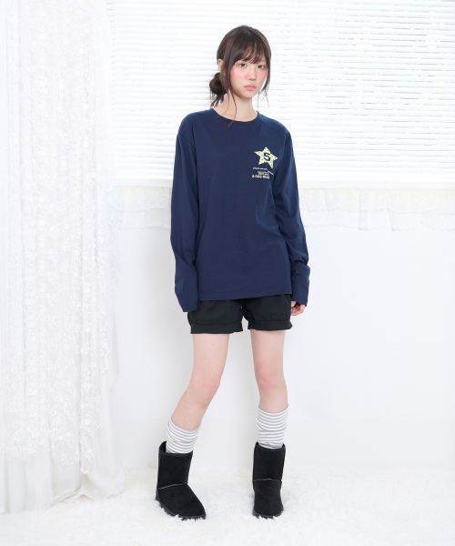 Video Jockey（ビデオジョッキー）の「STAR GOGOGO ロングスリーブTシャツ [ネイビー]（Tシャツ/カットソー・レディース・ネイビー・SMALL/MEDIUM）」の4枚目の写真