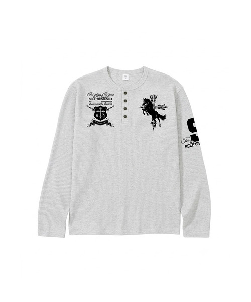 VENHIT(ベンヒット)の「SELF OBSESSED ワッフルヘンリーネックロングスリーブ(Tシャツ/カットソー・レディース・ブラウン/アイボリー/グレー・MEDIUM/LARGE)」の3枚目の写真