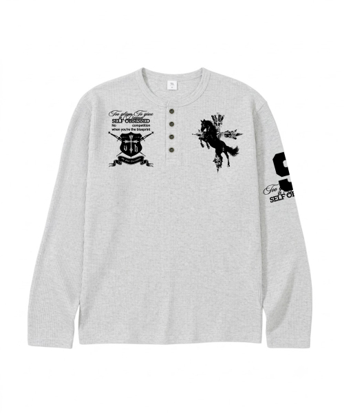 VENHIT(ベンヒット)の「SELF OBSESSED ワッフルヘンリーネックロングスリーブ(Tシャツ/カットソー・レディース・ブラウン/アイボリー/グレー・MEDIUM/LARGE)」の4枚目の写真