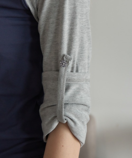 Birthday room(バースデイルーム)の「チェックボタンラグラン/Checked raglan-sleeve button-up shirt(Tシャツ/カットソー・レディース・ミント/ネイビー・FREE)」の16枚目の写真