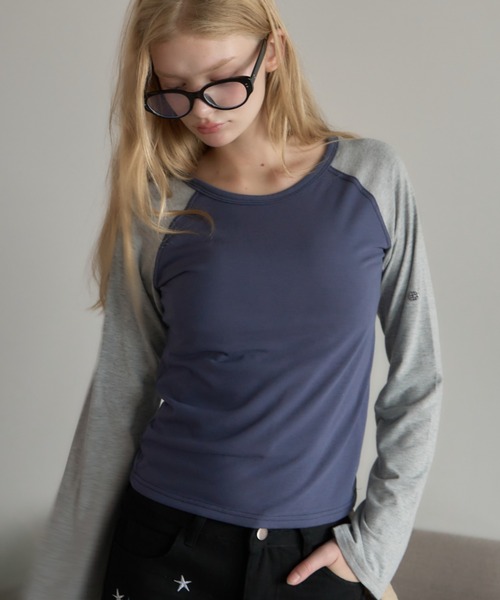 Birthday room(バースデイルーム)の「チェックボタンラグラン/Checked raglan-sleeve button-up shirt(Tシャツ/カットソー・レディース・ミント/ネイビー・FREE)」の18枚目の写真