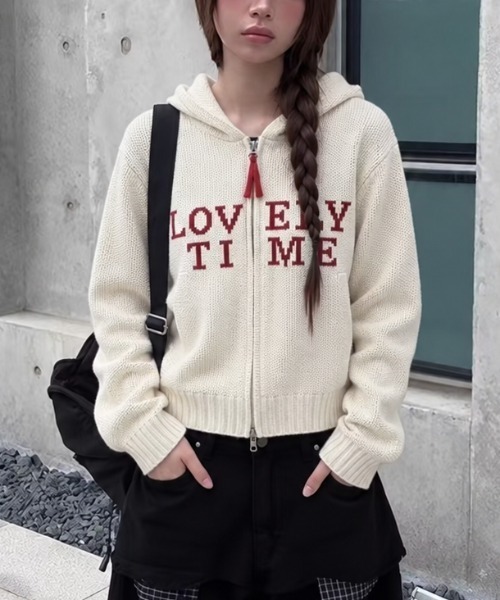 Achic(アシック)の「LOVELY TIME ロゴニットパーカー(パーカー・レディース・ネイビー/アイボリー・M)」の19枚目の写真