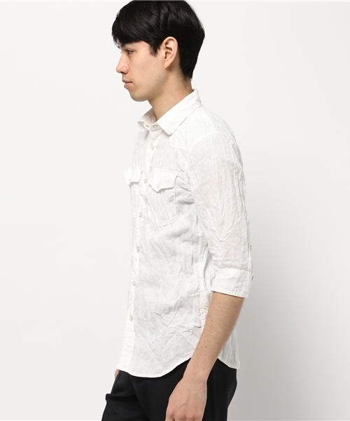 JACKROSE(ジャックローズ)の「リネンリーフ顔料プリントウエスタンシャツ(シャツ/ブラウス・メンズ・ホワイト/ピンク/ベージュ・L/M/XL)」の4枚目の写真