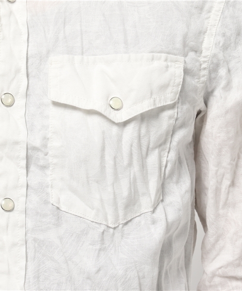 JACKROSE(ジャックローズ)の「リネンリーフ顔料プリントウエスタンシャツ(シャツ/ブラウス・メンズ・ホワイト/ピンク/ベージュ・L/M/XL)」の9枚目の写真