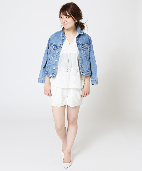 LIMITLESS LUXURY（リミットレスラグジュアリー）の「コットンスカラップ ショートパンツ◆（その他パンツ・レディース・ネイビー/ブラック/ホワイト・FREE）」の17枚目の写真