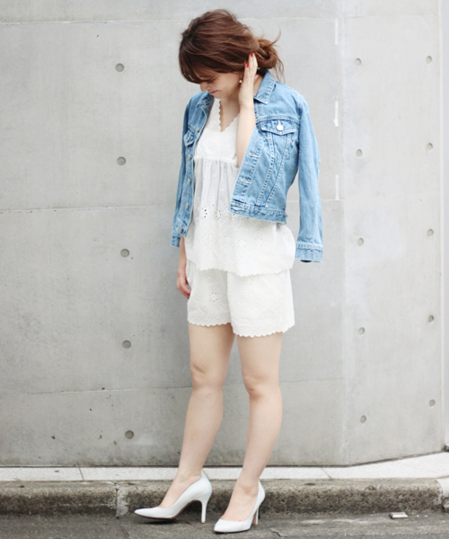 LIMITLESS LUXURY（リミットレスラグジュアリー）の「コットンスカラップ ショートパンツ◆（その他パンツ・レディース・ネイビー/ブラック/ホワイト・FREE）」の8枚目の写真