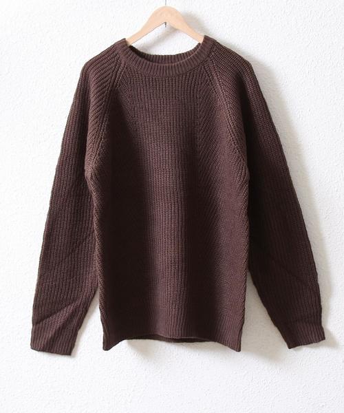 coen（コーエン）の「切り替え畦クルーネックニット（ニット/セーター・メンズ・オフホワイト/ブラック/ダークブラウン/ワインレッド・X-LARGE/LARGE/SMALL/MEDIUM）」の3枚目の写真