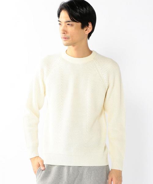 coen（コーエン）の「切り替え畦クルーネックニット（ニット/セーター・メンズ・オフホワイト/ブラック/ダークブラウン/ワインレッド・X-LARGE/LARGE/SMALL/MEDIUM）」の6枚目の写真