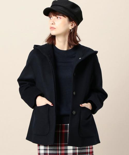 BEAUTY&YOUTH UNITED ARROWS（ビューティーアンドユースユナイテッドアローズ）の「BY フードショートコート◆（その他アウター・レディース・ベージュ/ネイビー・MEDIUM/SMALL）」の2枚目の写真