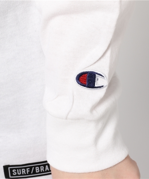 SURF/BRAND（サーフブランド）の「SURF/BRAND サーフブランド × champion/チャンピオン BACKプリント 長袖 Tシャツ（Tシャツ/カットソー・メンズ・ブラック/ホワイト・L/M/S）」の9枚目の写真