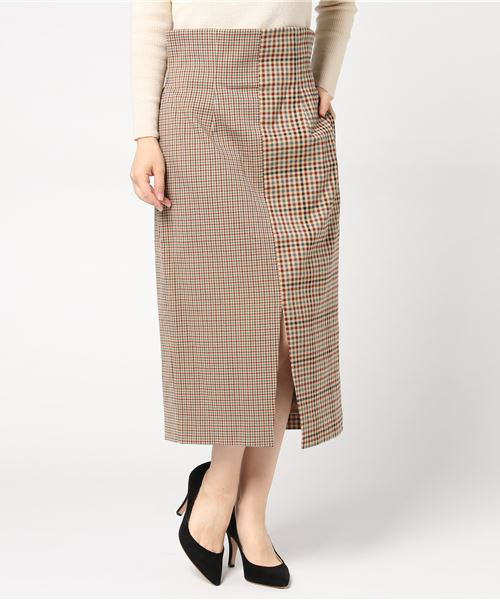 SLY(スライ)の「GUNCLUB CHECK FRONT SLIT SK(スカート・レディース・キャメル/グレー/ブラウン・2/1)」の5枚目の写真