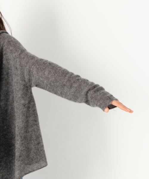 45R アルパカ混　カーディガン　カシュクール　2WAY フード　ショート丈 セール】オリジナルアルパカ混カシュクールカーディガン【niko and