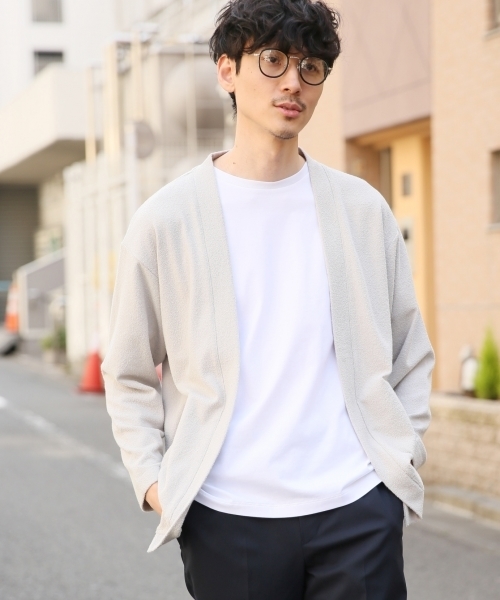 GLOBAL WORK（グローバルワーク）の「カットブークレカーデ/781258（カーディガン/ボレロ・メンズ・ライトベージュ/ネイビー/クリアレッド/ライトグレー・X-LARGE/MEDIUM/LARGE/SMALL）」の2枚目の写真