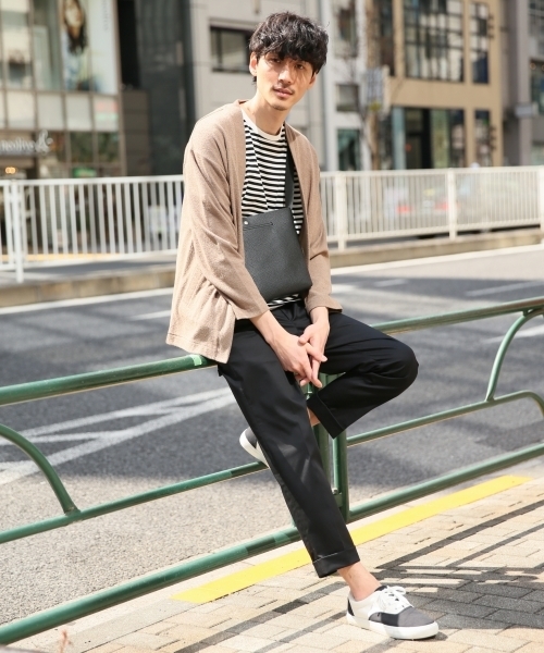 GLOBAL WORK（グローバルワーク）の「カットブークレカーデ/781258（カーディガン/ボレロ・メンズ・ライトベージュ/ネイビー/クリアレッド/ライトグレー・X-LARGE/MEDIUM/LARGE/SMALL）」の15枚目の写真