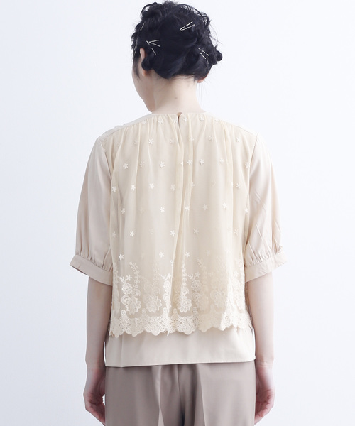 merlot plus（メルロープリュス）の「フラワー刺繍レースドッキングブラウス7443（シャツ/ブラウス・レディース・ブラック/ベージュ/ピンク・FREE）」の12枚目の写真